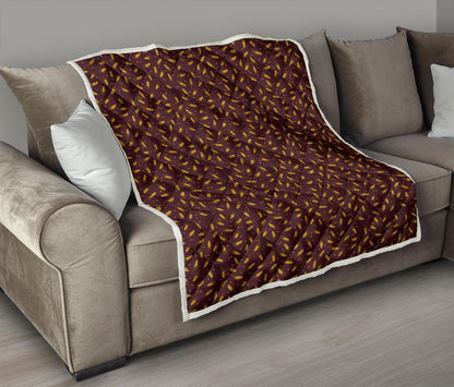 Agricultural Gold Wheat Print Pattern Premium Quilt-JTAMIGO.COM
