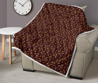 Agricultural Gold Wheat Print Pattern Premium Quilt-JTAMIGO.COM
