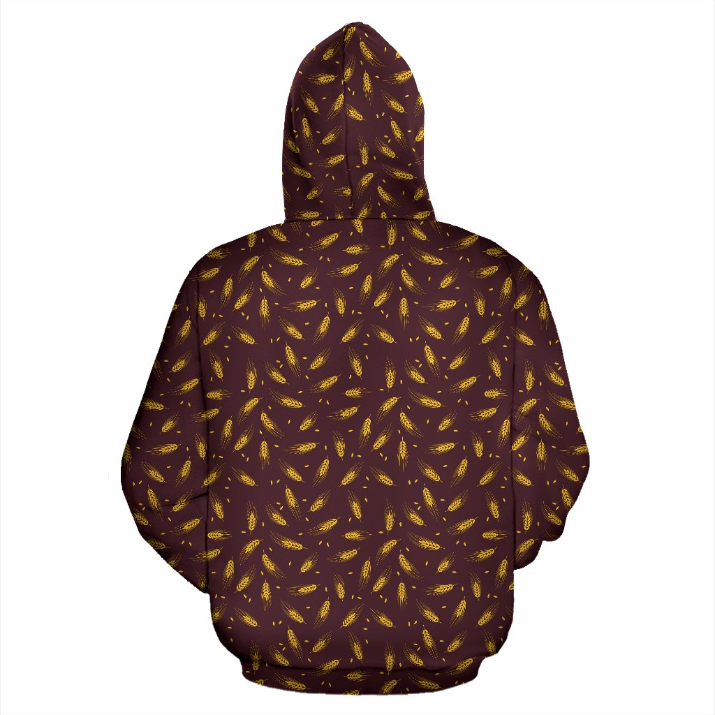 Agricultural Gold Wheat Print Pattern Pullover Hoodie