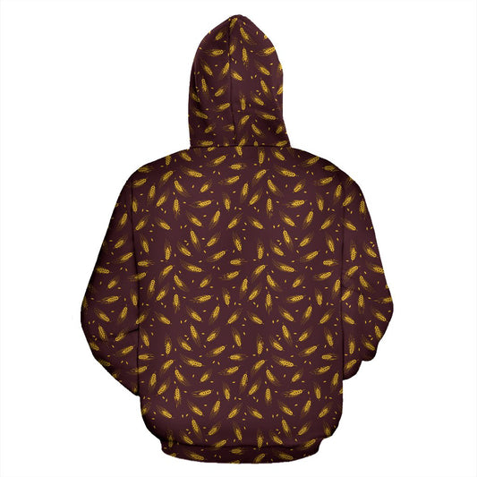 Agricultural Gold Wheat Print Pattern Pullover Hoodie