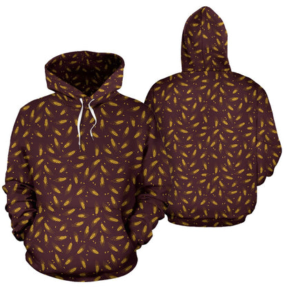 Agricultural Gold Wheat Print Pattern Pullover Hoodie