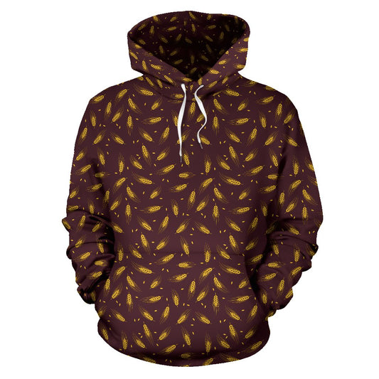 Agricultural Gold Wheat Print Pattern Pullover Hoodie