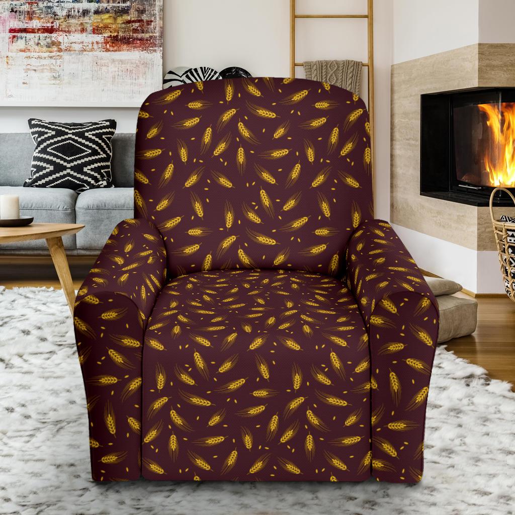 Agricultural Gold Wheat Print Pattern Single Sofa Slipcover -JTAMIGO.COM