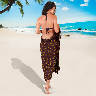 Agricultural Gold Wheat Print Pattern Sarong Pareo Wrap