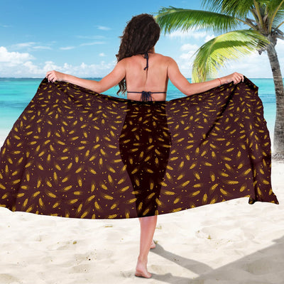 Agricultural Gold Wheat Print Pattern Sarong Pareo Wrap