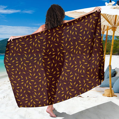 Agricultural Gold Wheat Print Pattern Sarong Pareo Wrap