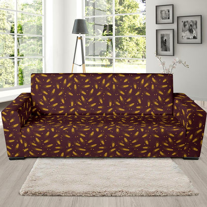 Agricultural Gold Wheat Print Pattern Sofa Slipcover-JTAMIGO.COM