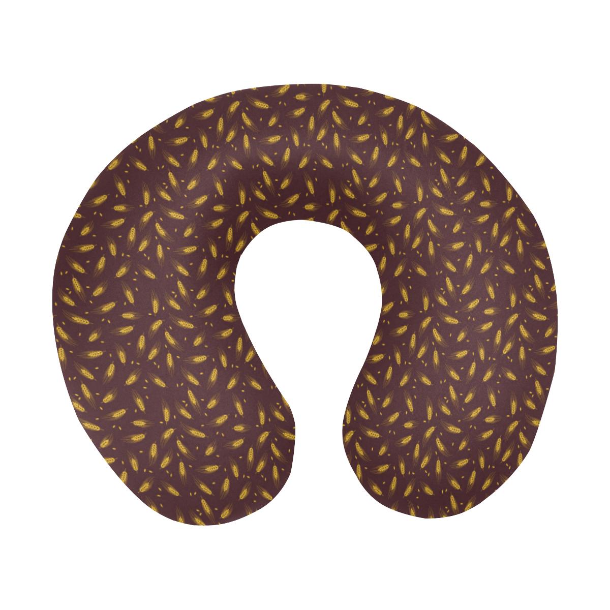 Agricultural Gold Wheat Print Pattern U-Shaped Travel Neck Pillow-JTAMIGO.COM