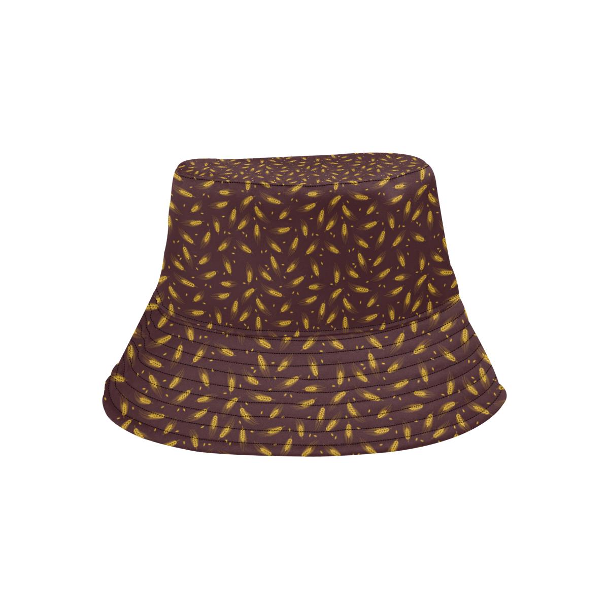 Agricultural Gold Wheat Print Pattern Unisex Bucket Hat