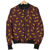 Agricultural Gold Wheat Print Pattern Women Casual Bomber Jacket