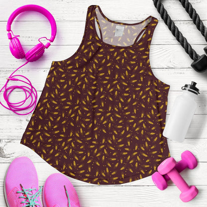 Agricultural Gold Wheat Print Pattern Women Racerback Tank Top