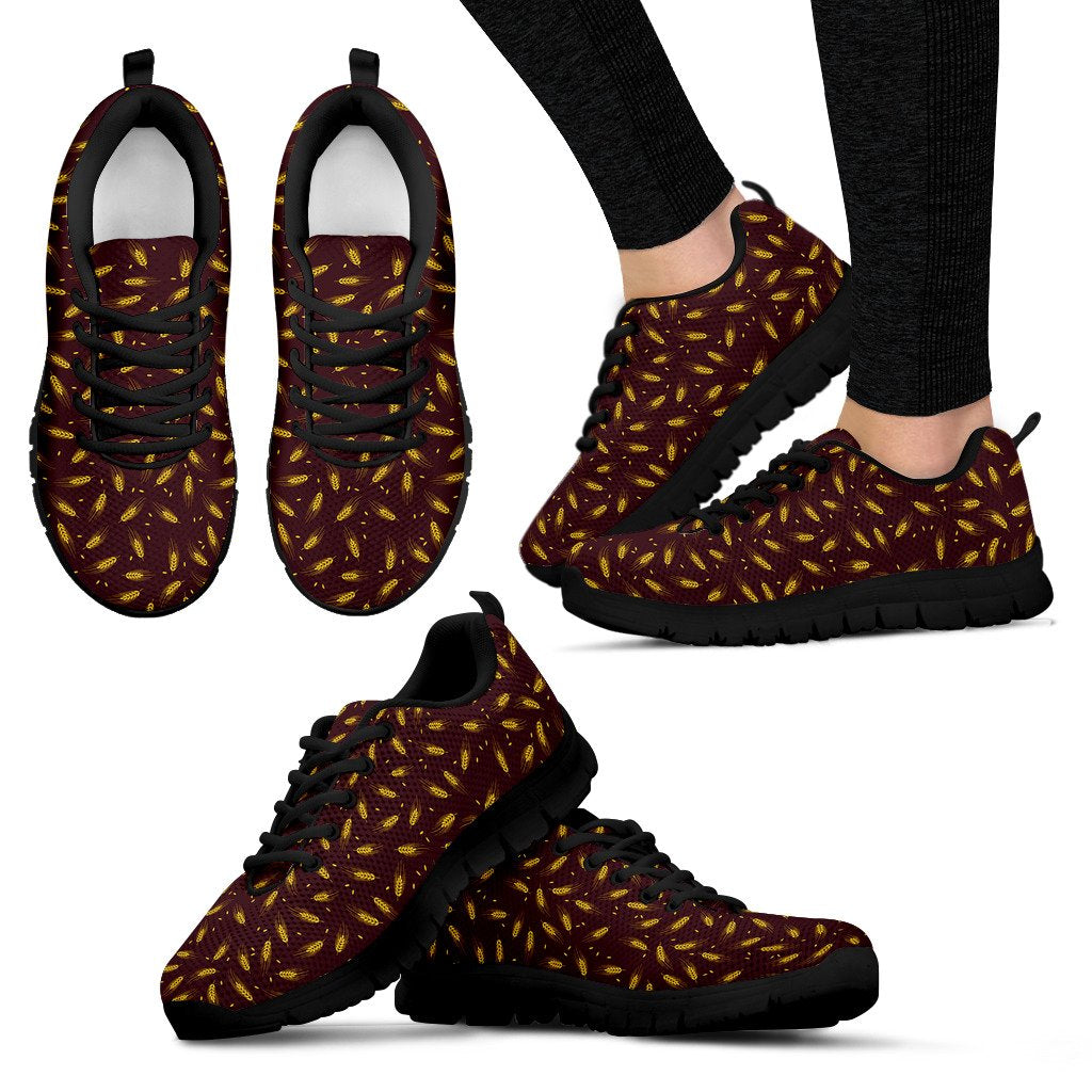 Agricultural Gold Wheat Print Pattern Women Sneakers Shoes