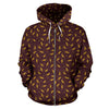 Agricultural Gold Wheat Print Pattern Zip Up Hoodie