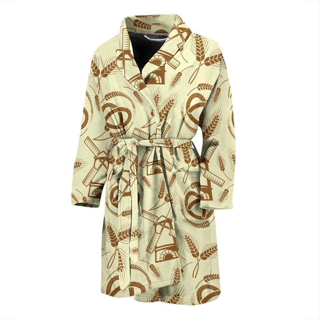 Agricultural Windmills Print Design 03 Men Bathrobe-JORJUNE.COM