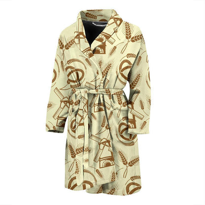 Agricultural Windmills Print Design 03 Men Bathrobe-JORJUNE.COM