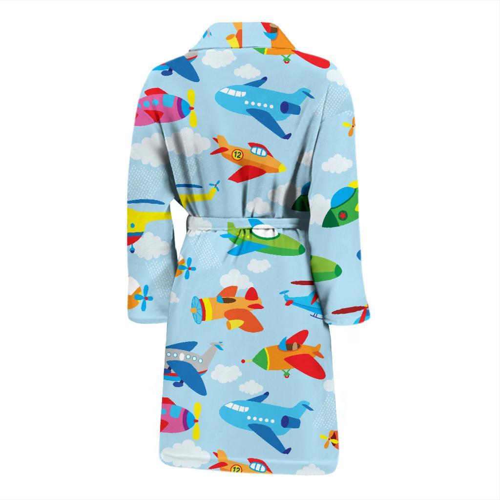 Airplane Colorful Pattern Print Design 01 Men Bathrobe-JORJUNE.COM