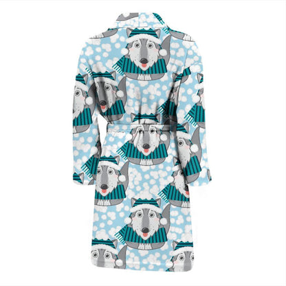 Alaskan Malamute Pattern Print Design 01 Men Bathrobe-JORJUNE.COM