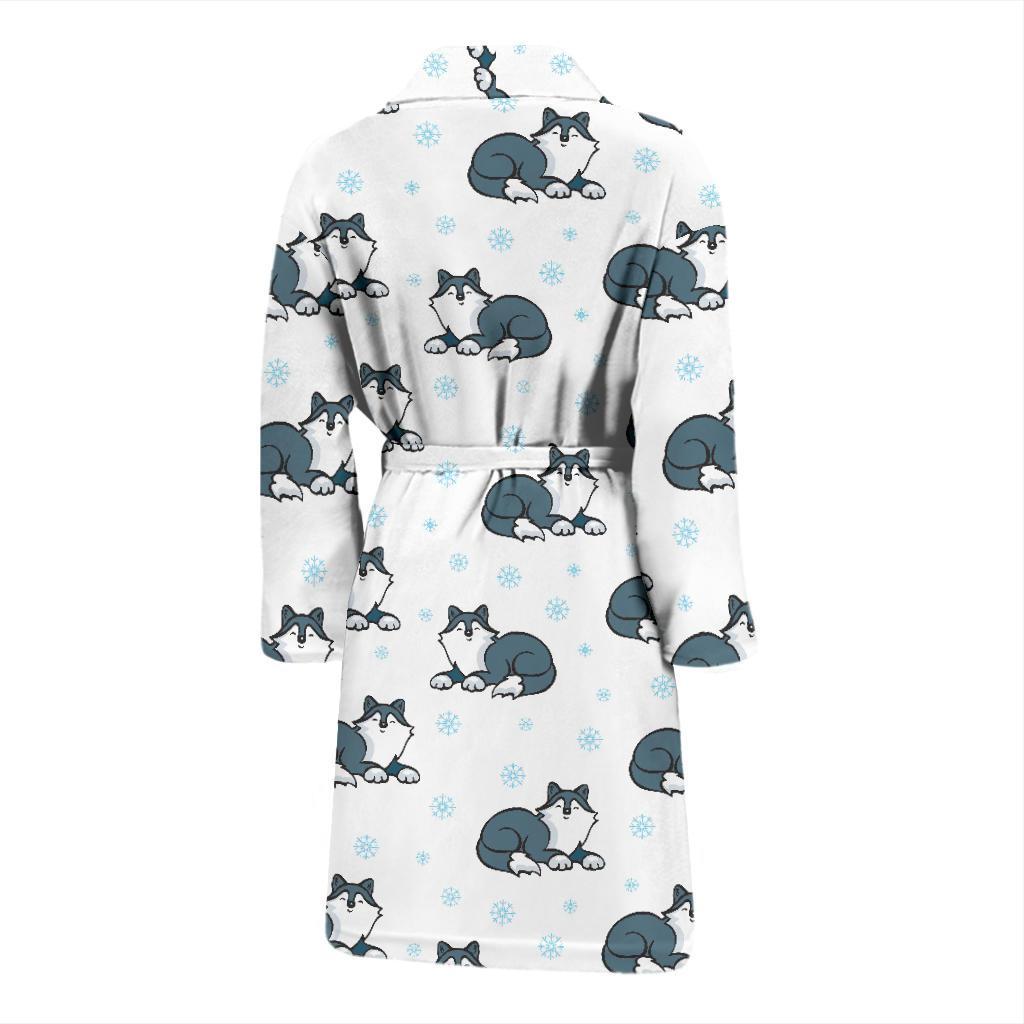 Alaskan Malamute Pattern Print Design 03 Men Bathrobe-JORJUNE.COM