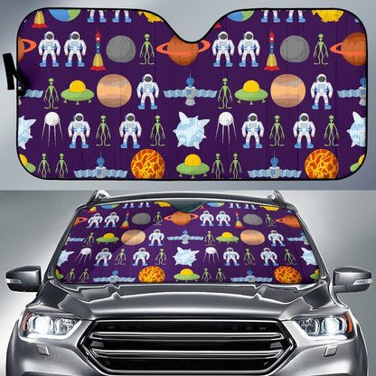 Alien Astronaut Planet Car Sun Shade For Windshield