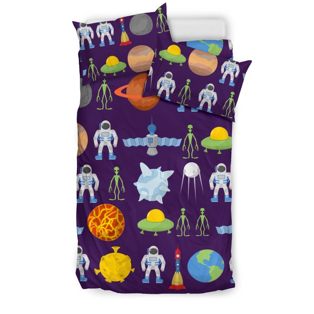 Alien Astronaut Planet Duvet Cover Bedding Set