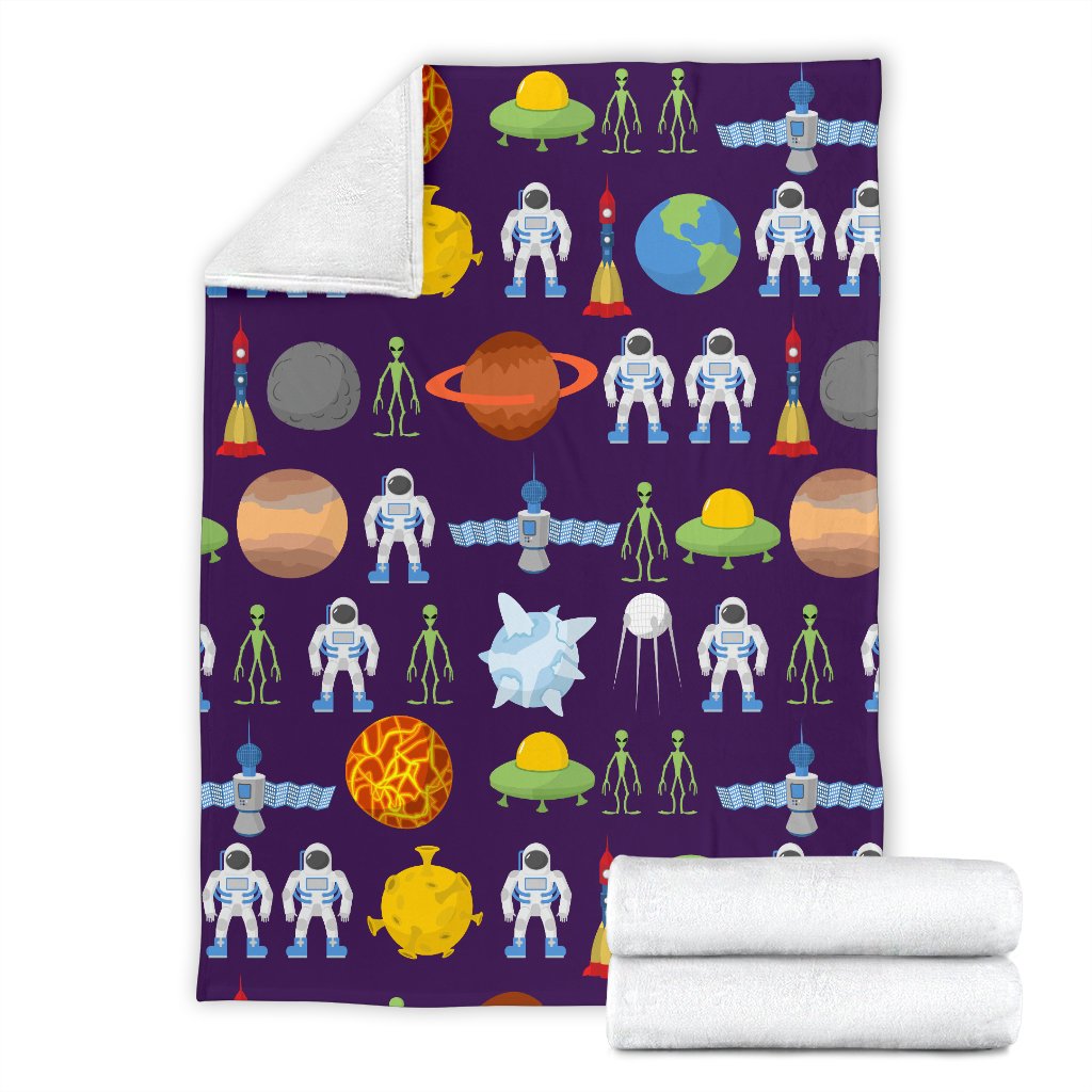 Alien Astronaut Planet Fleece Blanket