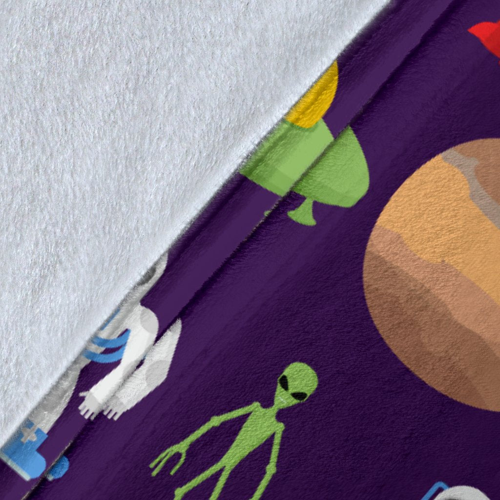 Alien Astronaut Planet Fleece Blanket
