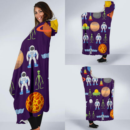Alien Astronaut Planet Hooded Blanket-JTAMIGO.COM