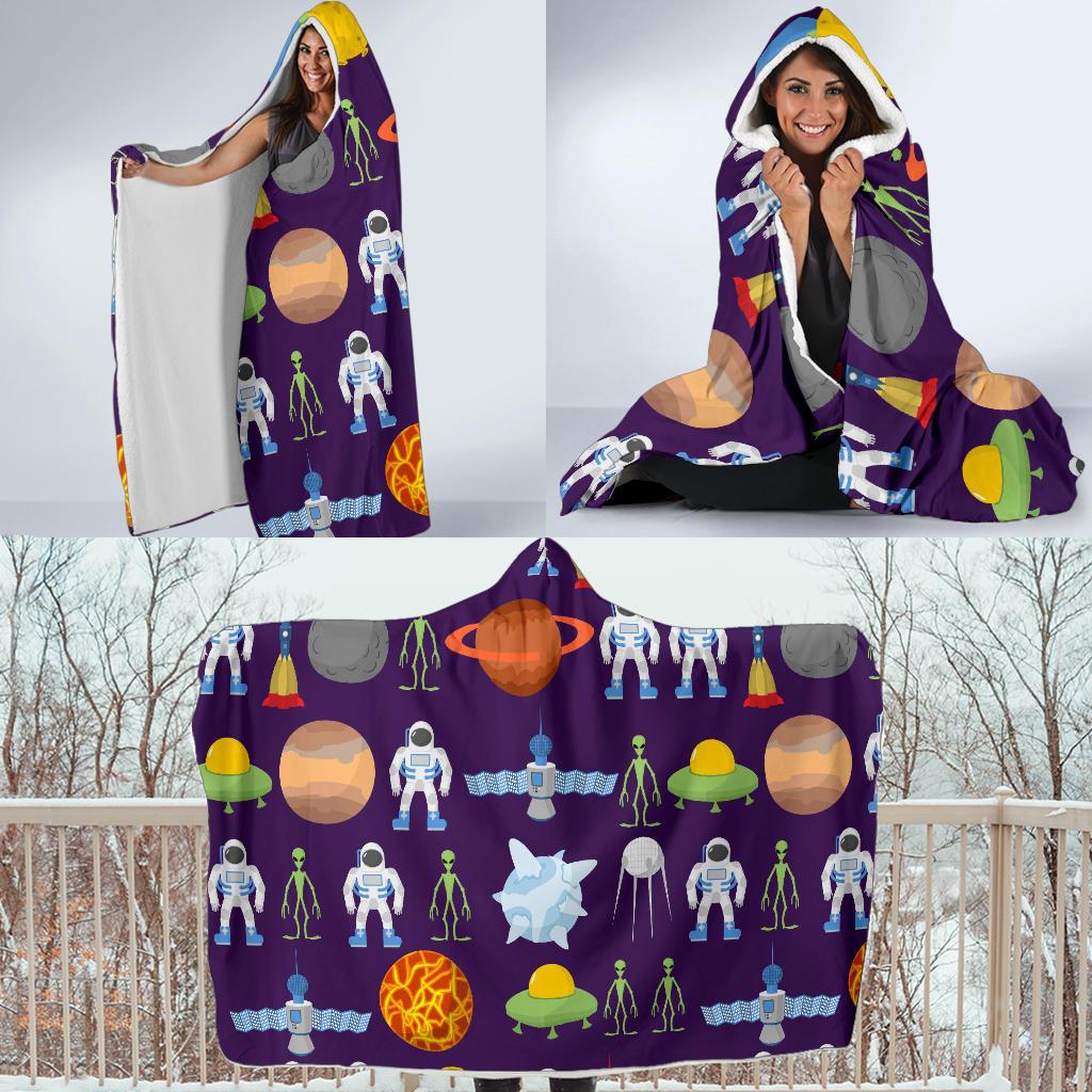 Alien Astronaut Planet Hooded Blanket-JTAMIGO.COM