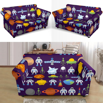 Alien Astronaut Planet Loveseat Slipcover-JTAMIGO.COM
