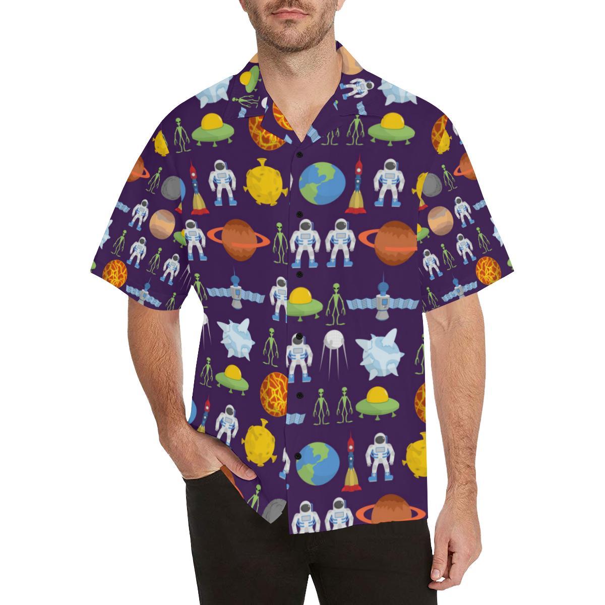Alien Astronaut Planet Men Aloha Hawaiian Shirt