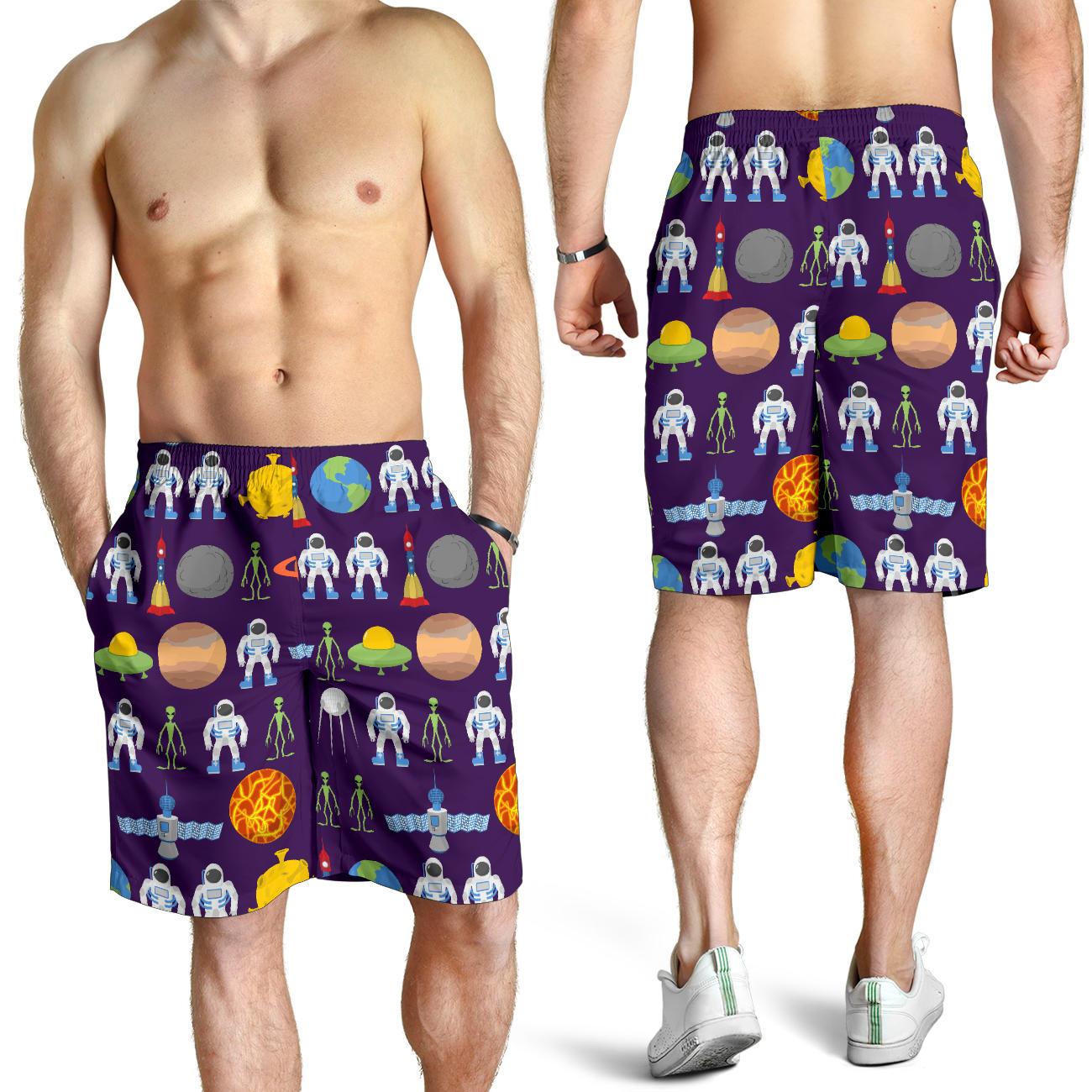 Alien Astronaut Planet Mens Shorts-JTAMIGO.COM
