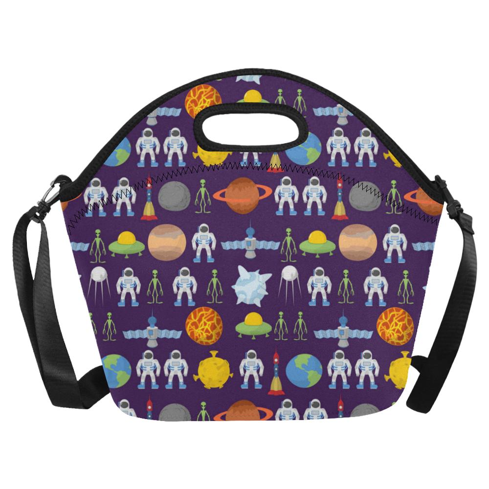 Alien Astronaut Planet Neoprene Lunch Bag (Model 1669)(Large)-JTAMIGO.COM