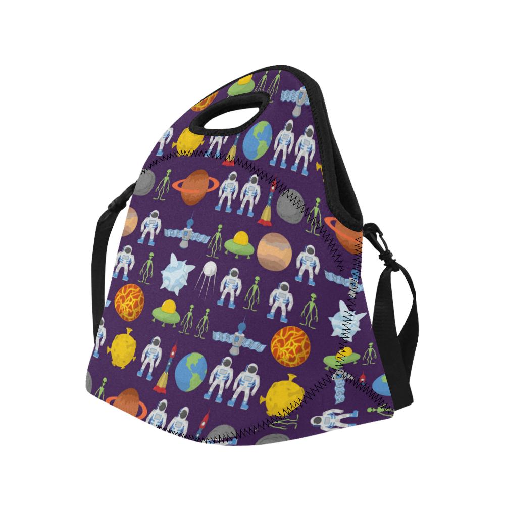 Alien Astronaut Planet Neoprene Lunch Bag (Model 1669)(Large)-JTAMIGO.COM