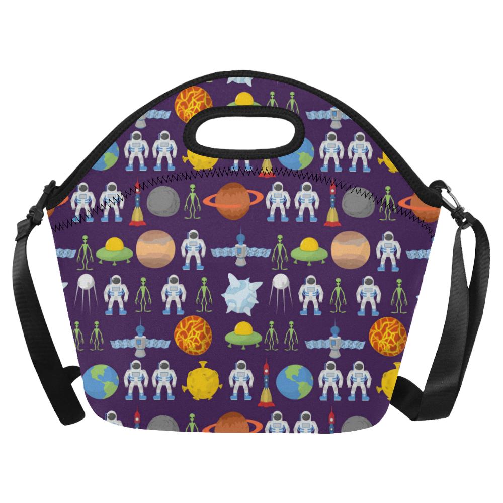 Alien Astronaut Planet Neoprene Lunch Bag (Model 1669)(Large)-JTAMIGO.COM