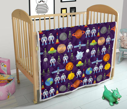 Alien Astronaut Planet Premium Quilt-JTAMIGO.COM