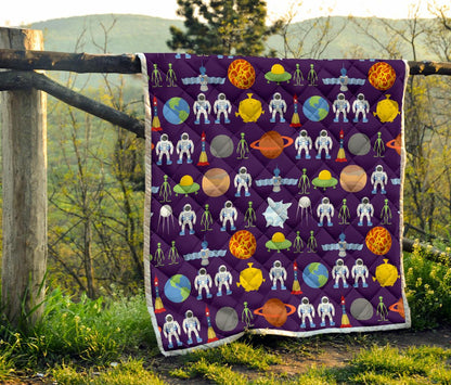 Alien Astronaut Planet Premium Quilt-JTAMIGO.COM