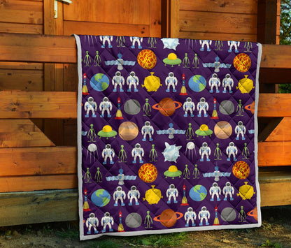 Alien Astronaut Planet Premium Quilt-JTAMIGO.COM