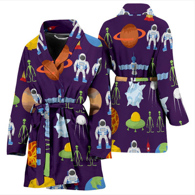 Alien Astronaut Planet Women Bath Robe-JTAMIGO.COM