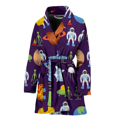 Alien Astronaut Planet Women Bath Robe-JTAMIGO.COM