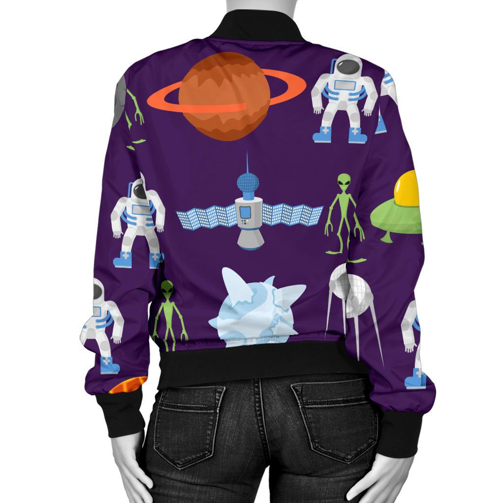 Alien Astronaut Planet Women Casual Bomber Jacket