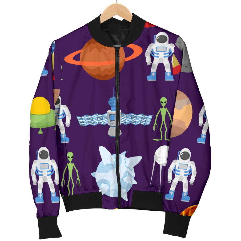 Alien Astronaut Planet Women Casual Bomber Jacket