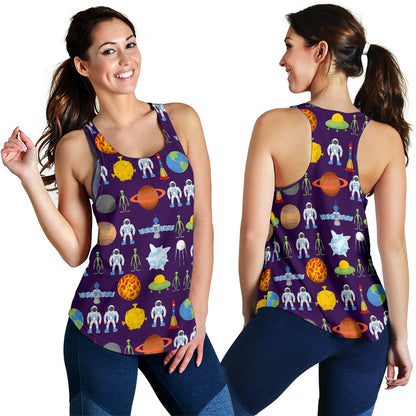 Alien Astronaut Planet Women Racerback Tank Top