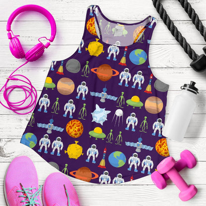 Alien Astronaut Planet Women Racerback Tank Top