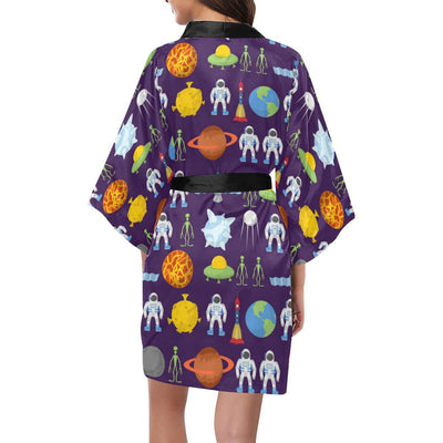 Alien Astronaut Planet Women Short Kimono Robe
