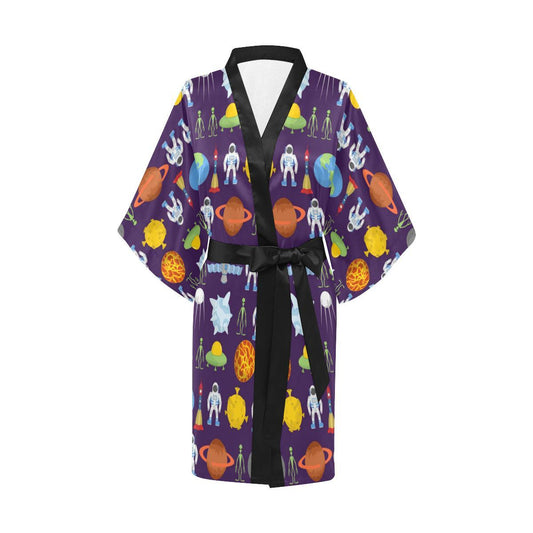 Alien Astronaut Planet Women Short Kimono Robe