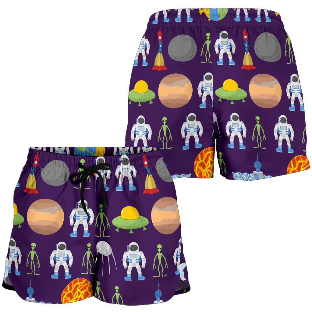 Alien Astronaut Planet Women Shorts-JTAMIGO.COM