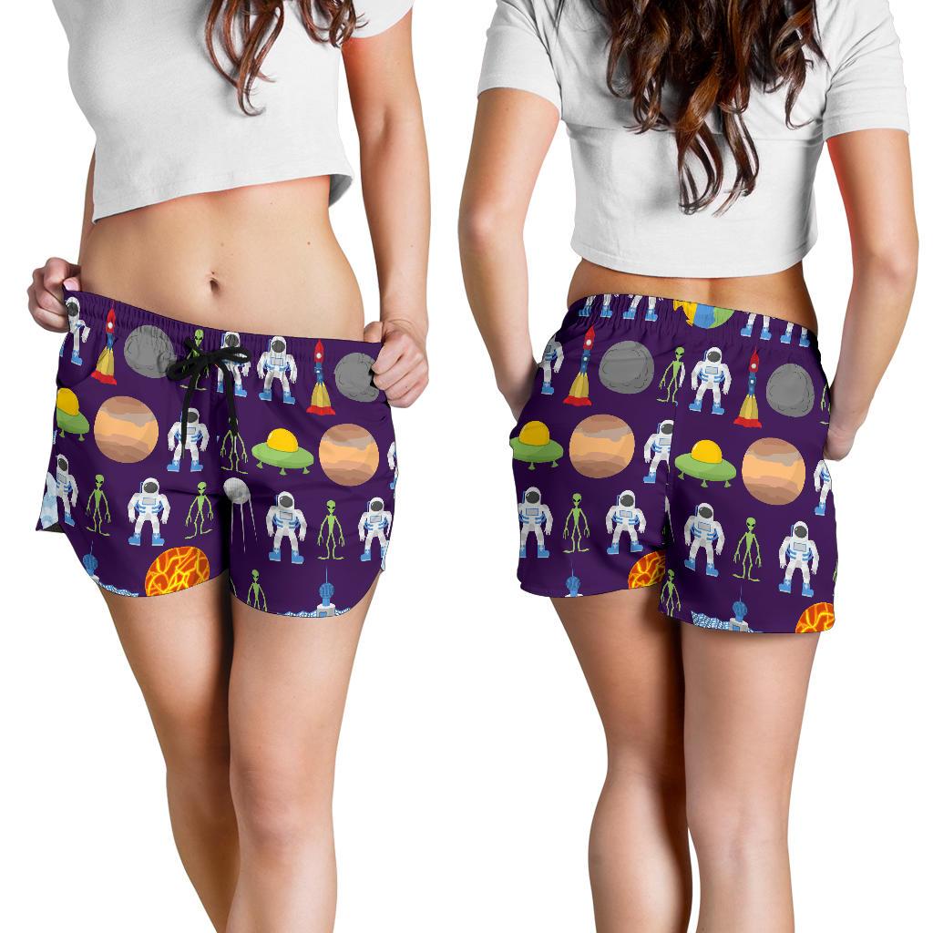 Alien Astronaut Planet Women Shorts-JTAMIGO.COM