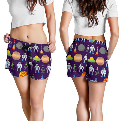 Alien Astronaut Planet Women Shorts-JTAMIGO.COM
