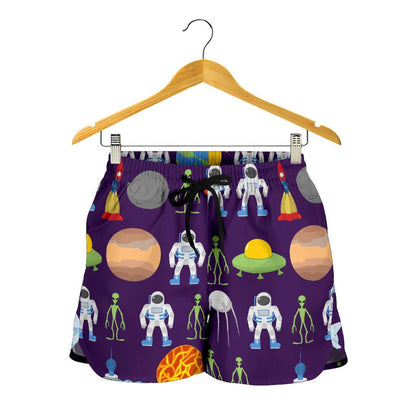 Alien Astronaut Planet Women Shorts-JTAMIGO.COM