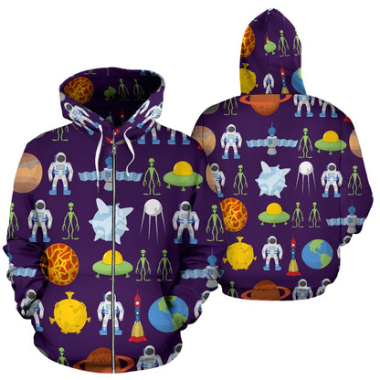 Alien Astronaut Planet Zip Up Hoodie